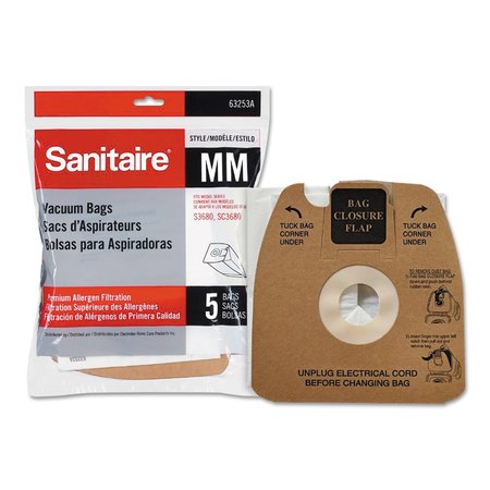 SANITAIRE Stylemm Dust Bags, Allergen Filter, PK5, Standard, 5 PK 63253A-10